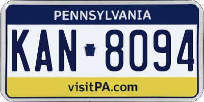 PA license plate KAN8094