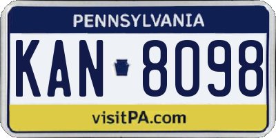 PA license plate KAN8098