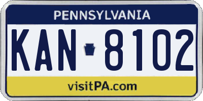 PA license plate KAN8102