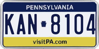 PA license plate KAN8104
