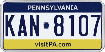 PA license plate KAN8107