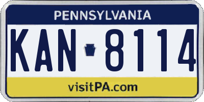 PA license plate KAN8114