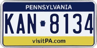 PA license plate KAN8134