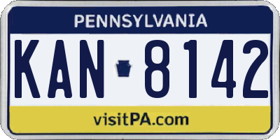PA license plate KAN8142