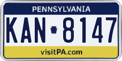 PA license plate KAN8147
