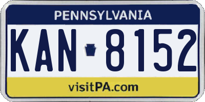 PA license plate KAN8152