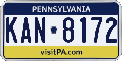 PA license plate KAN8172