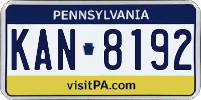 PA license plate KAN8192