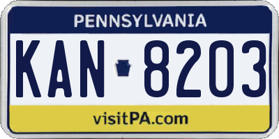 PA license plate KAN8203