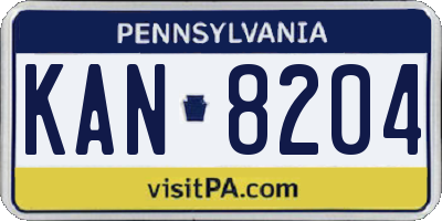 PA license plate KAN8204