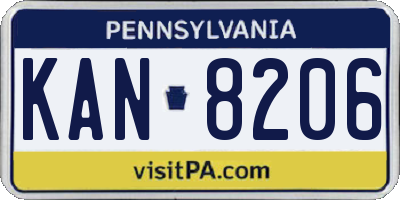 PA license plate KAN8206
