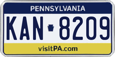 PA license plate KAN8209