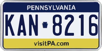 PA license plate KAN8216