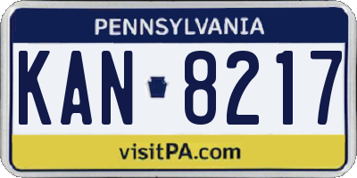 PA license plate KAN8217