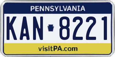 PA license plate KAN8221