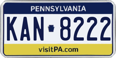 PA license plate KAN8222