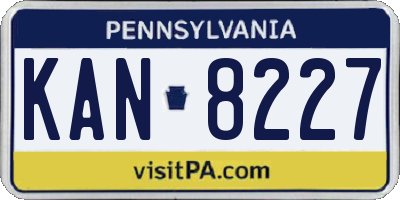 PA license plate KAN8227