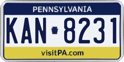 PA license plate KAN8231