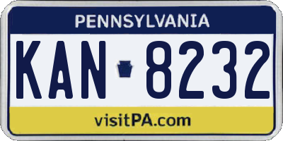 PA license plate KAN8232