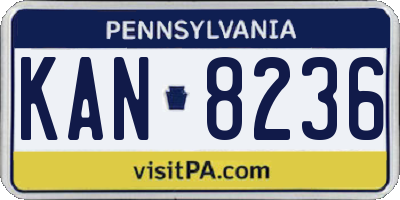 PA license plate KAN8236