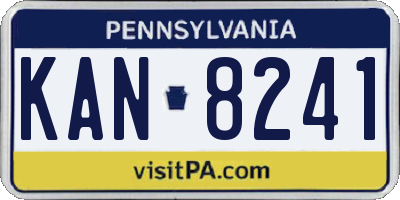 PA license plate KAN8241