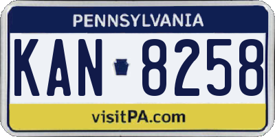 PA license plate KAN8258