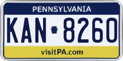 PA license plate KAN8260