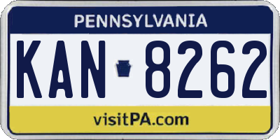 PA license plate KAN8262