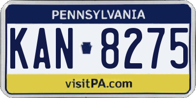 PA license plate KAN8275