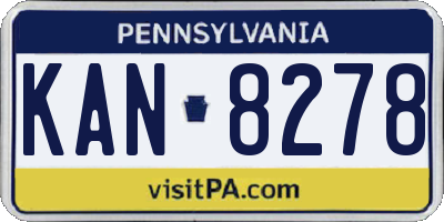 PA license plate KAN8278