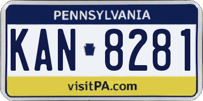 PA license plate KAN8281