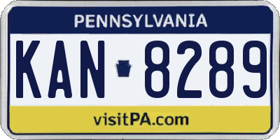 PA license plate KAN8289