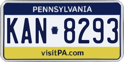 PA license plate KAN8293
