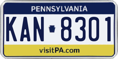 PA license plate KAN8301