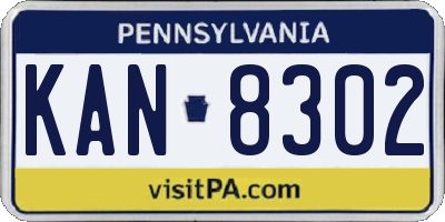 PA license plate KAN8302