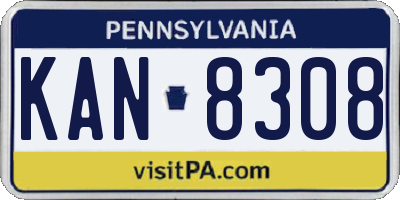 PA license plate KAN8308