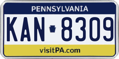 PA license plate KAN8309
