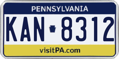 PA license plate KAN8312