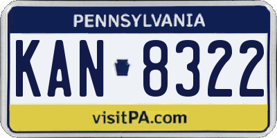 PA license plate KAN8322