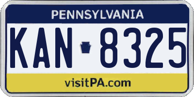 PA license plate KAN8325
