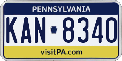 PA license plate KAN8340
