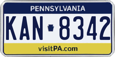 PA license plate KAN8342