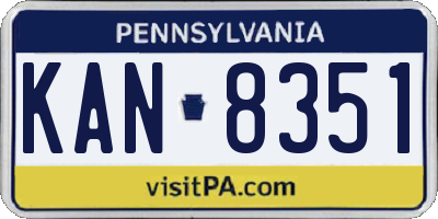PA license plate KAN8351