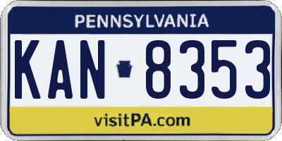 PA license plate KAN8353