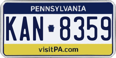 PA license plate KAN8359