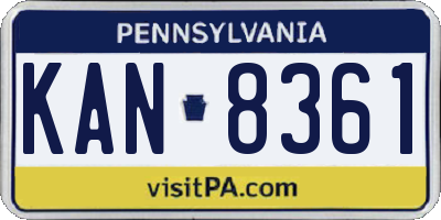 PA license plate KAN8361