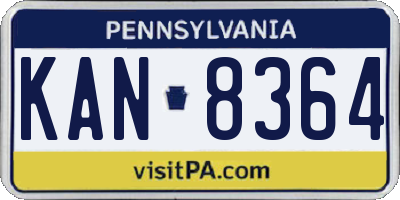 PA license plate KAN8364