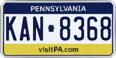 PA license plate KAN8368