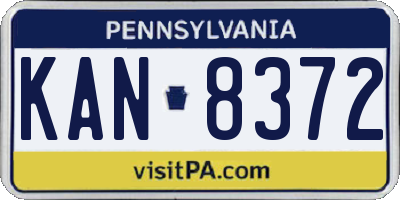 PA license plate KAN8372