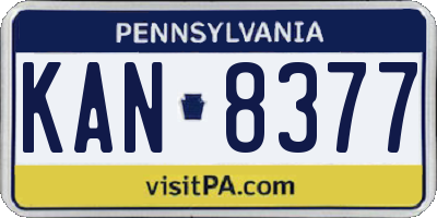 PA license plate KAN8377